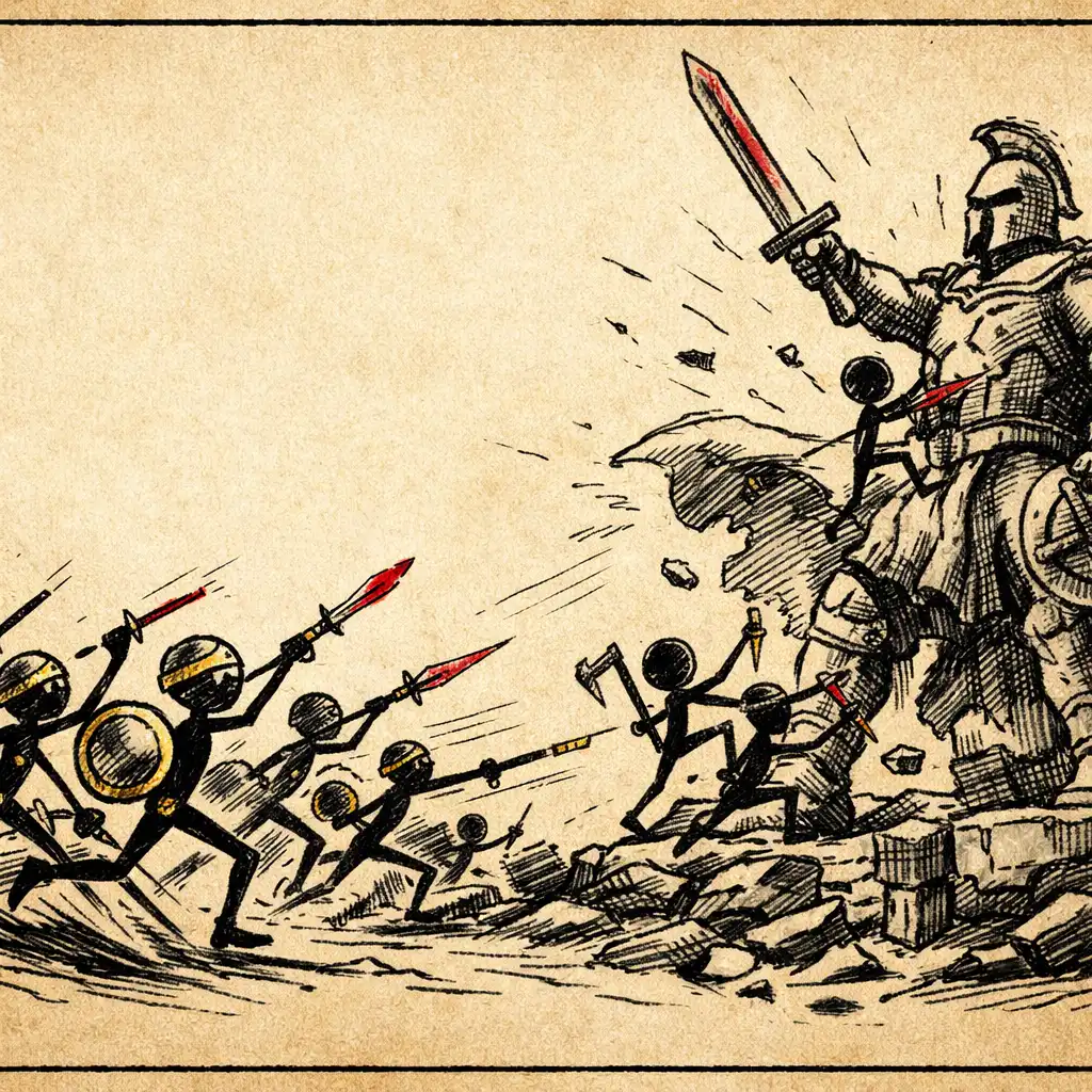 Bitwa stickmanów w trybie Campaign – walka o wrogi posąg w Stick War Legacy
