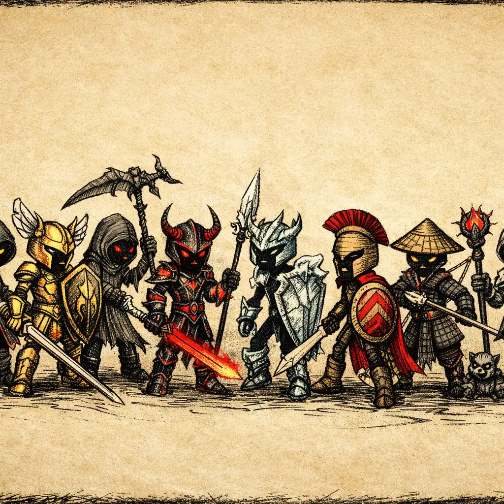 Różne skórki jednostek stickman